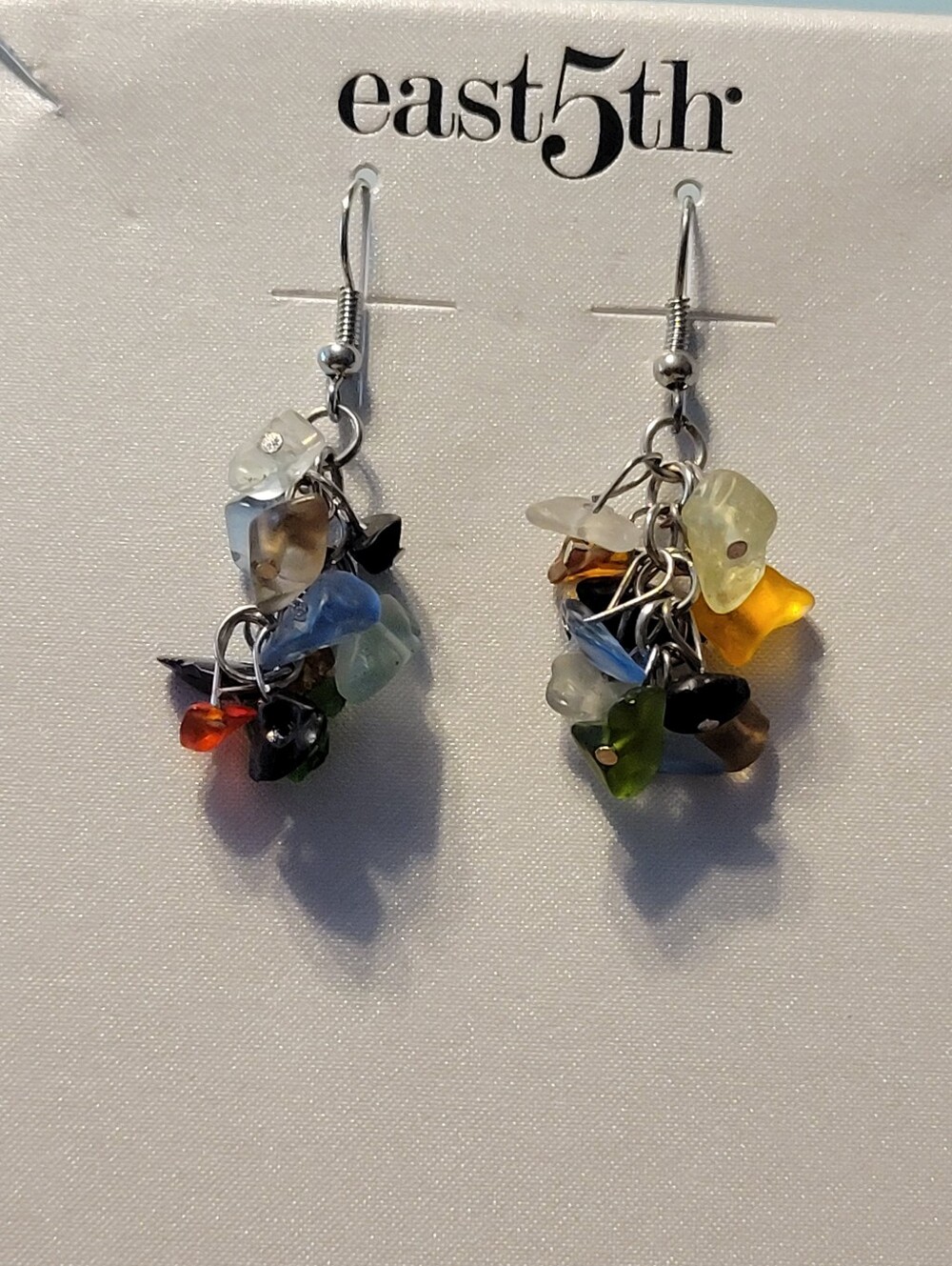 East 5th Multicolor Cluster Drop Earrings with Silver Hooks